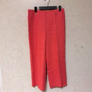 J McLAUGHLIN 6 FLARE LEG WOMENS LINEN CORAL LINED PREPPY‎ DRESSY CAREER PANTS